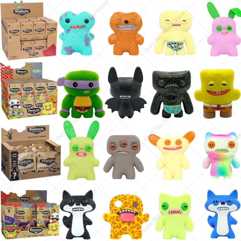Original Fuggler Funny Ugly Teeth Monsters Figure Toys Key Rings Kawaii Fugglers Cartoon Blind Box Bags PVC Figurine Model Dolls