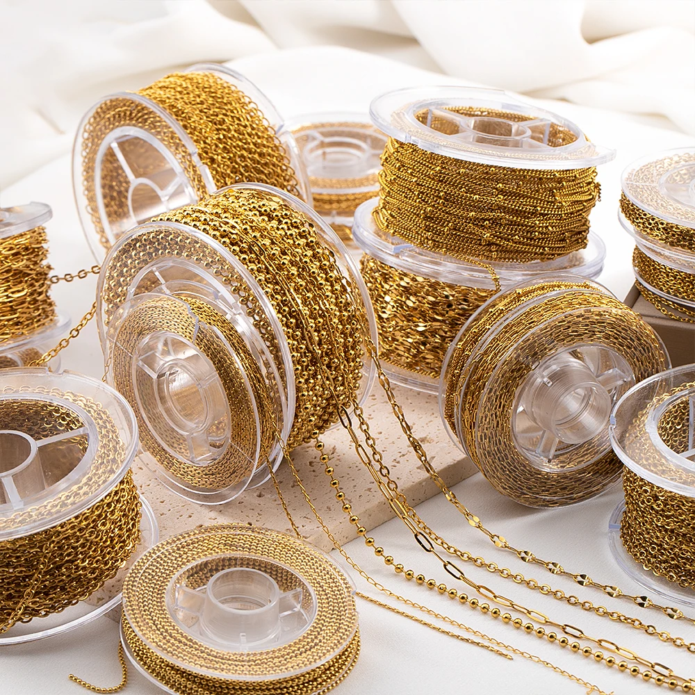 10M/Roll 10 Styles Baisc Chain Stainless Steel Fashion Link Chains for Party Necklace Bracelet Supplies Jewelry Making DIY Chain image 3