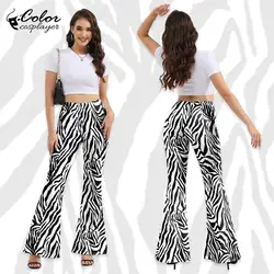 Color Cosplayer Modern Dance Pants Zebra Stripes Flared Pants 3D Printing Dancing Trousers Dancers Stage Elastic Waist Costumes
