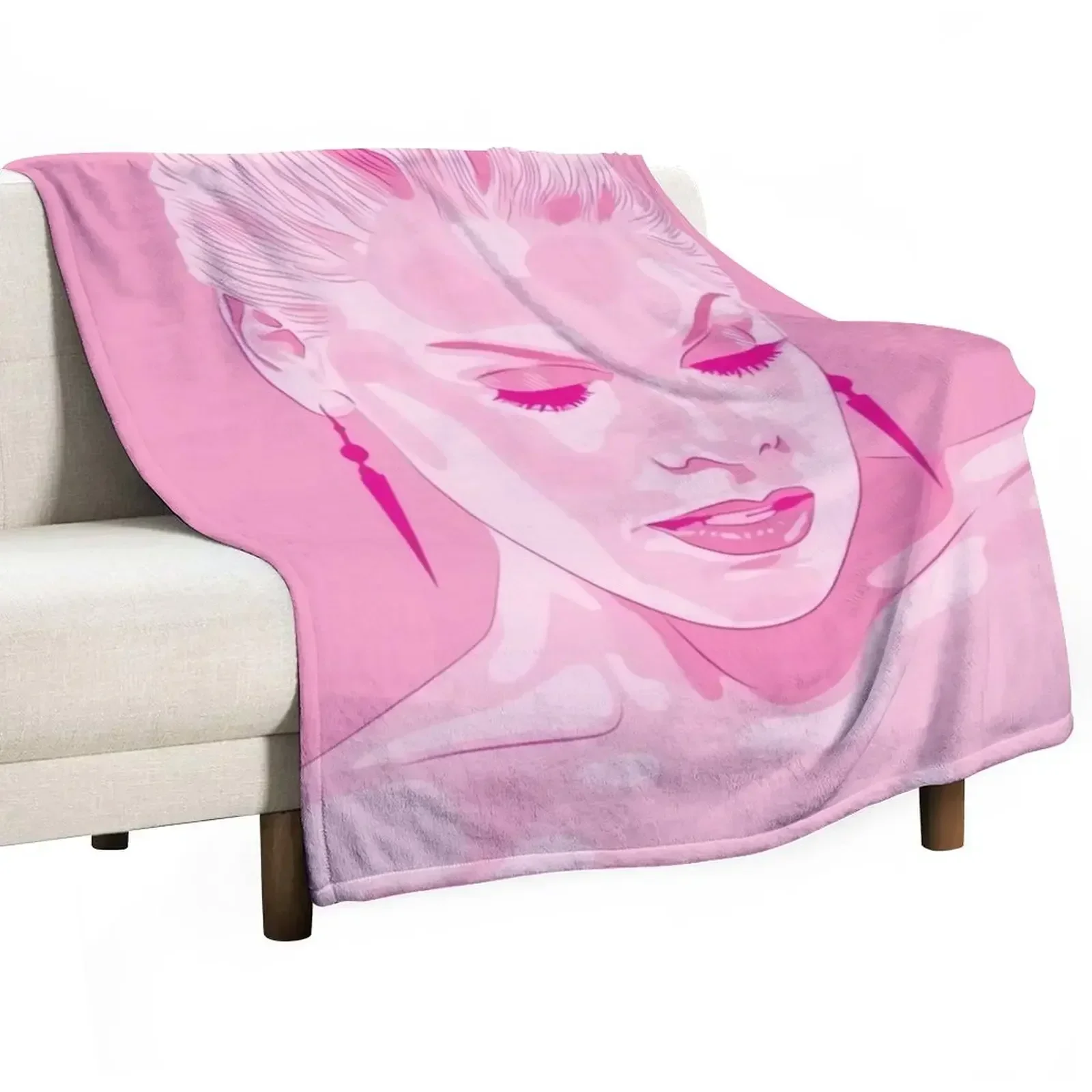 Pink Art Throw Blanket halloween Decoratives Polar Plaid on the sofa Blankets