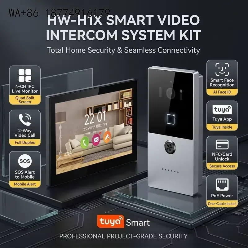 wmwmnu Smart Video Doorbell Outdoor Unit 1080P HD IP65 Waterproof PoE/Wi-Fi Wired Intercom Station Access Control for
