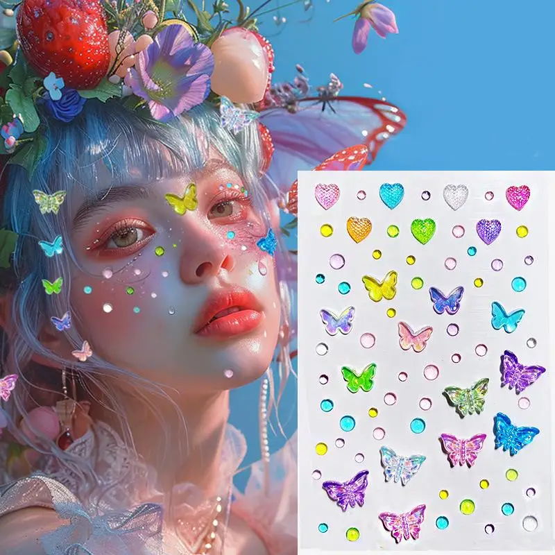 3D Acrylic Diamond Stickers Butterfly Crystal Patch for Stage Makeup