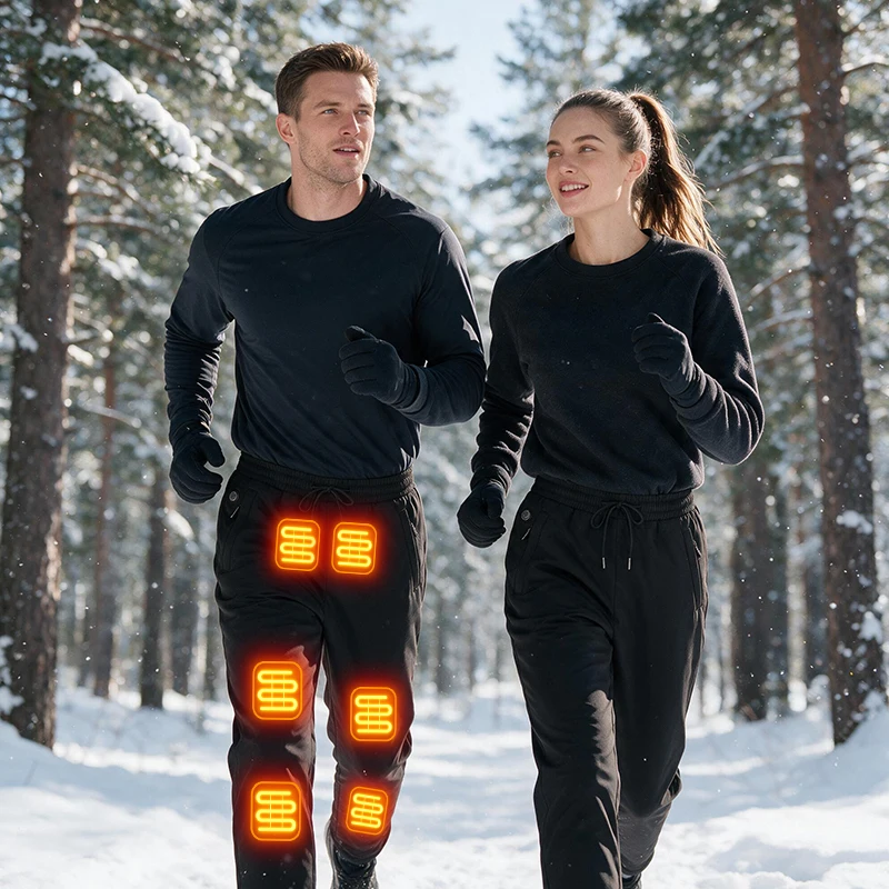 12-Zonen USB-Beheizte Hose für Männer und Frauen, 3 Temperaturstufen, maschinenwaschbar, für Winter, Outdoor, Skifahren, Wandern, Angeln, Motorradfahren, warme Hose – Detail 8
