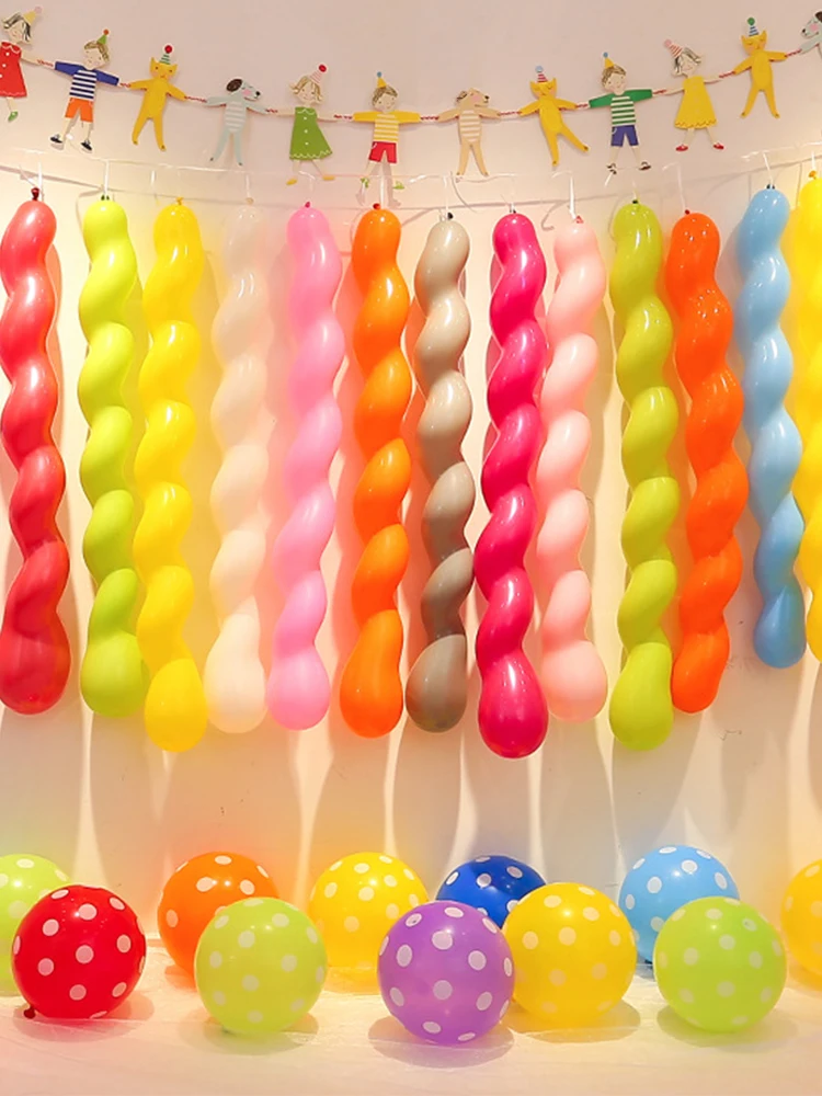 50/100 stücke Ballon Lange Streifen Spirale Stil Farbe Latex Sammeln Party Geburtstag Hochzeit Dekoration Ballon Design Inflator TMZ – Detail 10