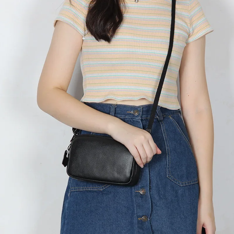 Sac à bandoulière carré en cuir véritable pour femmes, sacoches pour dames, petits sacs carrés