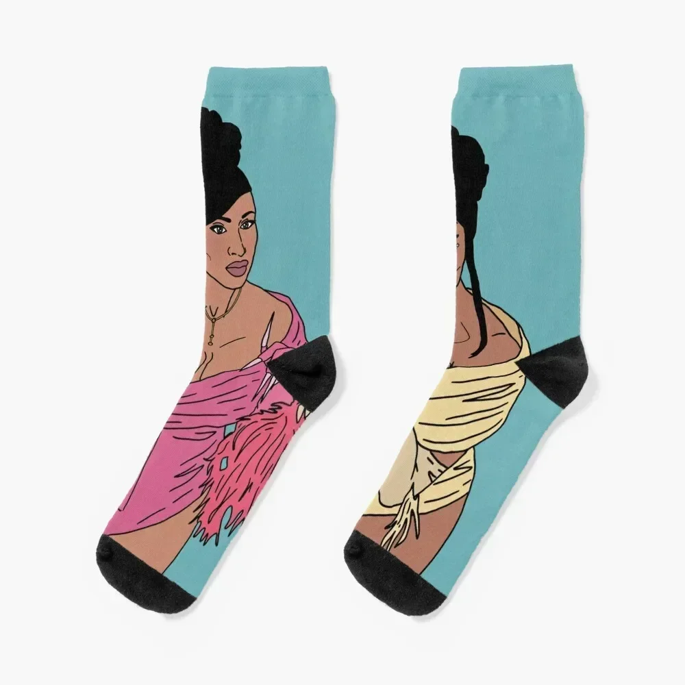 WAP Cardi B and Megan Thee Stallion FanArt Socks floor Thermal man winter custom sports and leisure Socks Female Men's