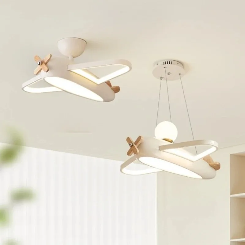Blue Children's Room Ceiling Pendant Light Creative Airplane Cartoon Hanging Lamp for Bedroom Boy Baby Nursery Room Decor Lights
