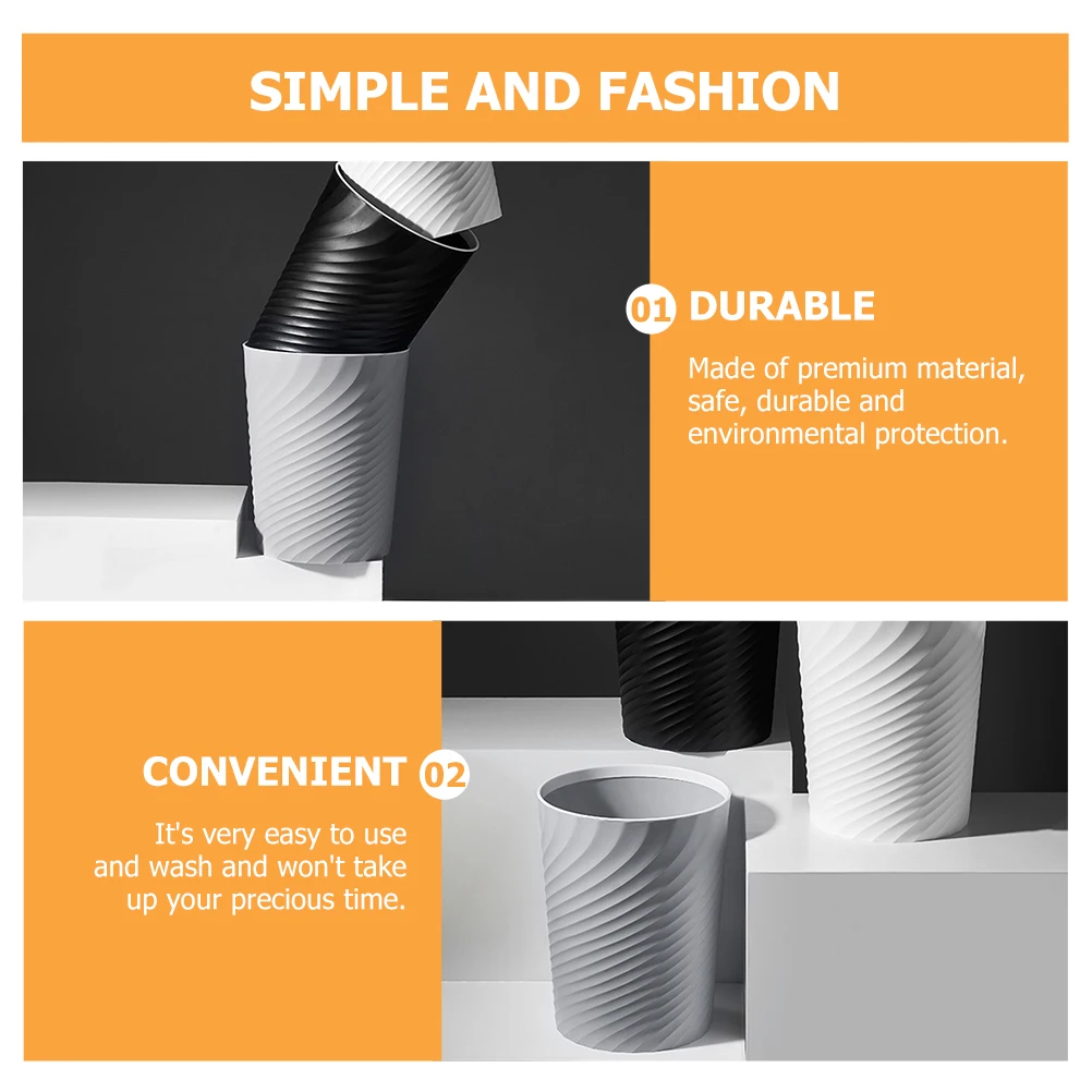 

Kitchen Trash Can Household Garbage Bucket Modern Grey Large Size Waste Storage Dustbin Round Ash Bin Recyclable Tidy Home Clean