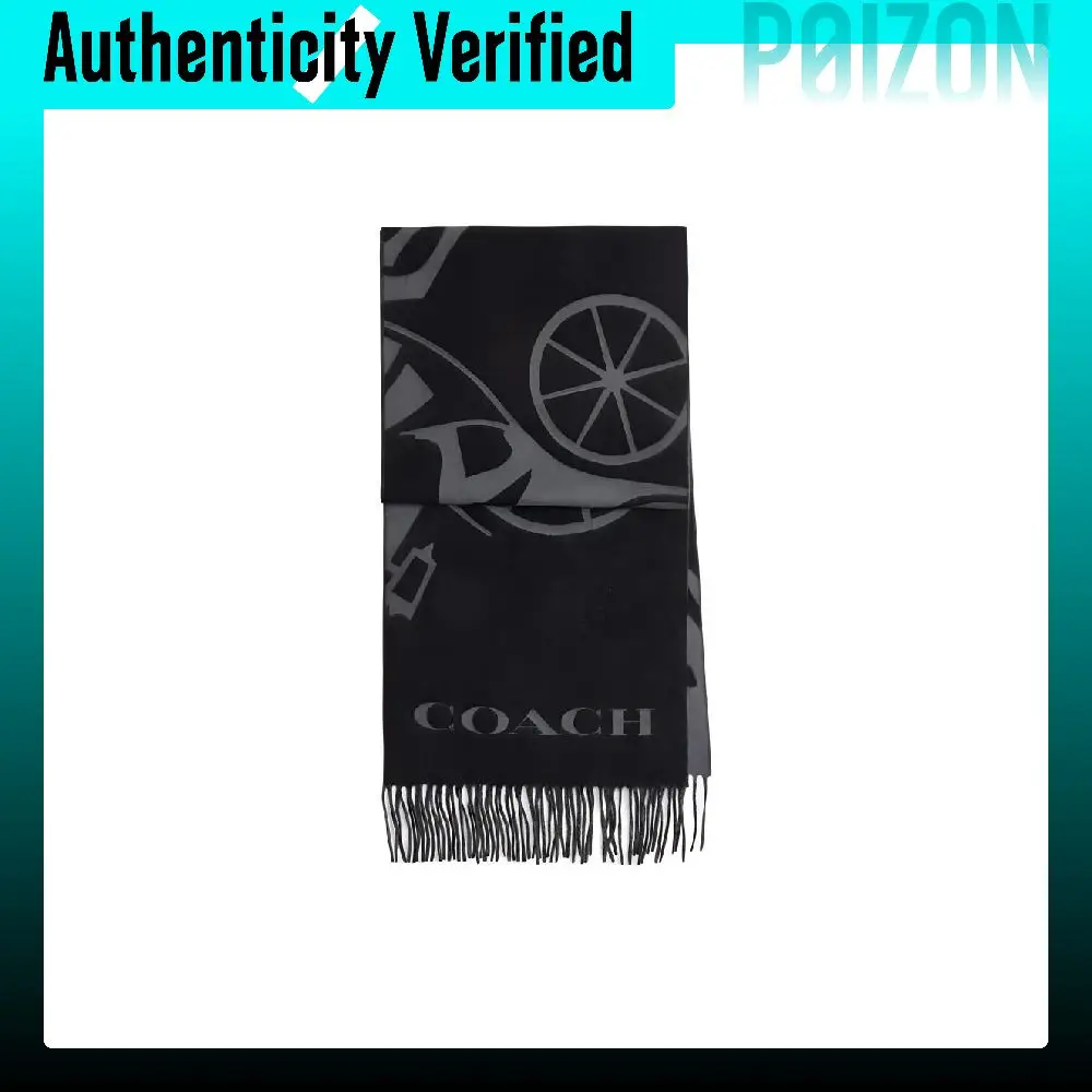 COACH Cashmere Knit Scarves Unisex Black CU826-BLK