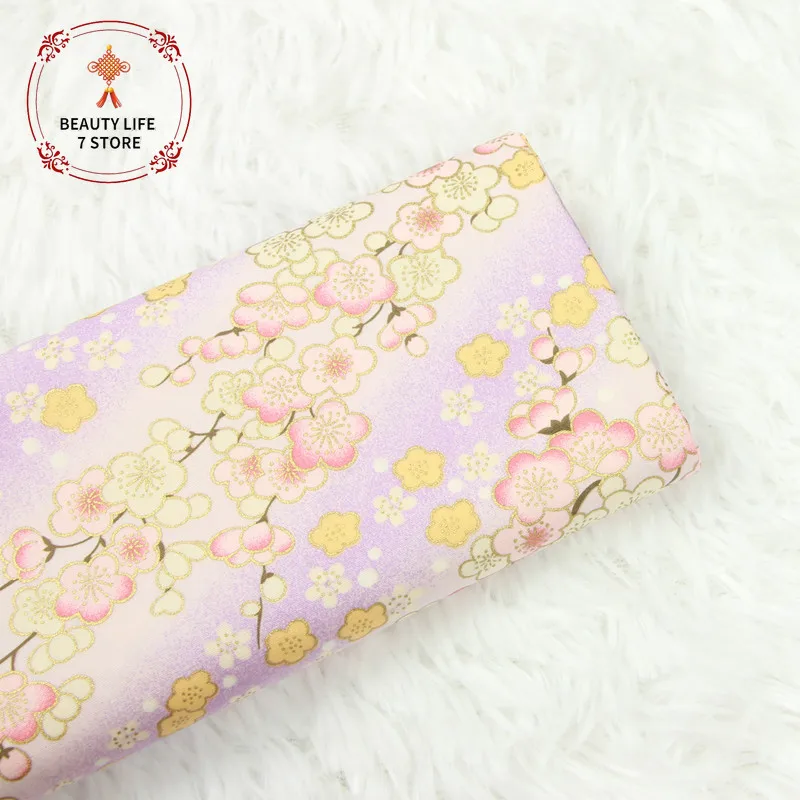 100% Cotton Printed Plum Blossom Fabric Red Pink Gradient Color Bronzed Cloth For Sewing Purses Kimono Handmade DIY 145*50cm