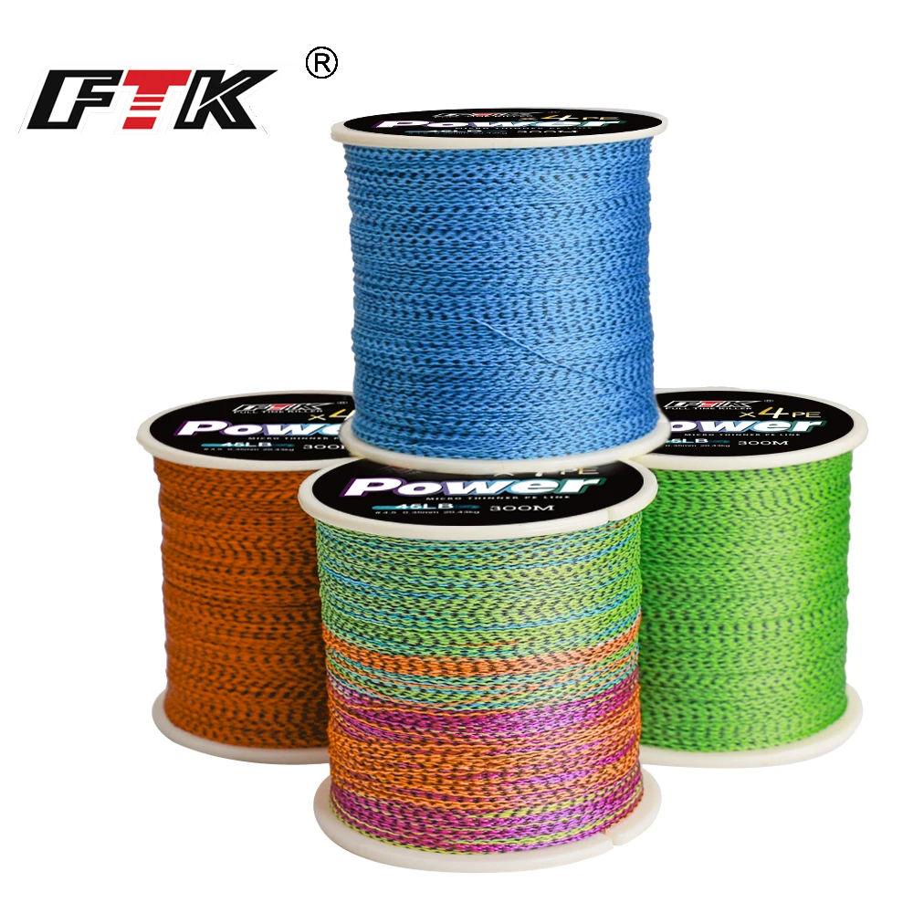 

FTK 300/500m X4 Fishing Line 0.16-0.35mm 6.81-20.43LB PE Braided Line Super Strong Multifilament Fishing Wire For Carp Fishing