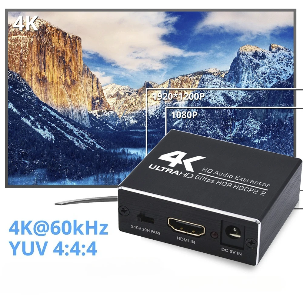 

Оптический аудиоэкстрактор-конвертер 4K 60 Гц TOSLINK SPDIF 3,5 мм стерео с поддержкой HD, HDR, аудиоразветвитель, адаптер