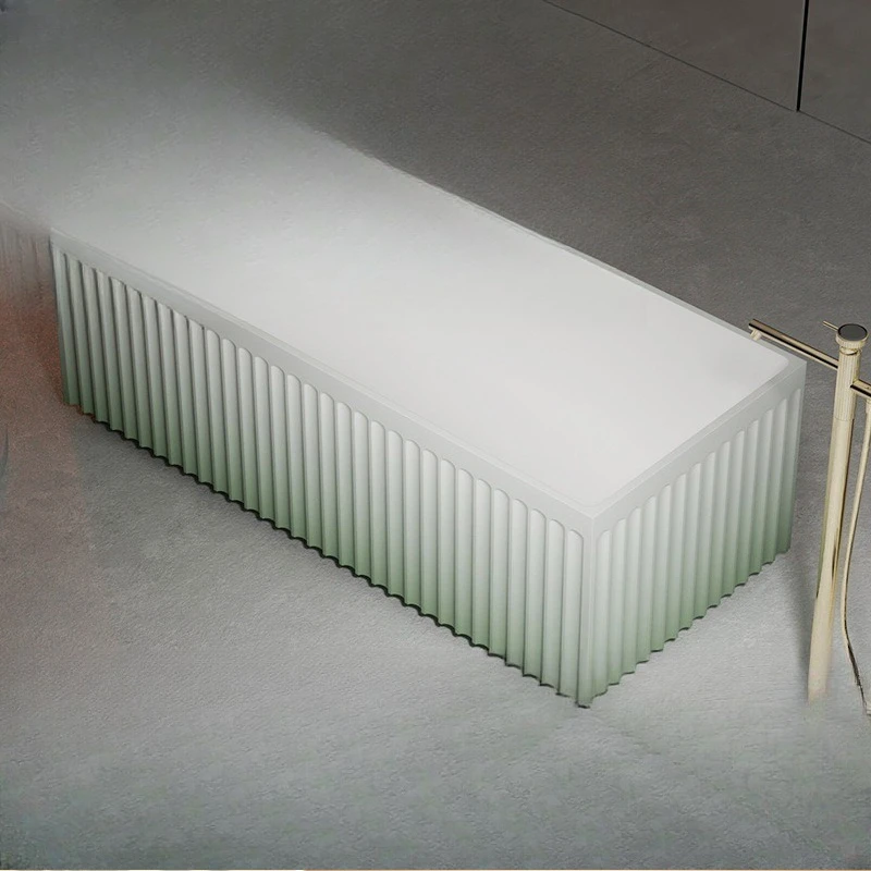 Artificial stone bathtub household small apartment PMMA rectangular vertical striped bathtub