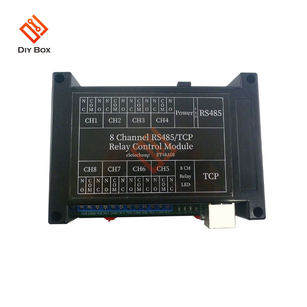 DC 12V 2 IN 1 8Ch Ethernet/RS485 Relay Module Modbus Slave RTU TCP/IP UART Network Controller PLC Output Expansion Board