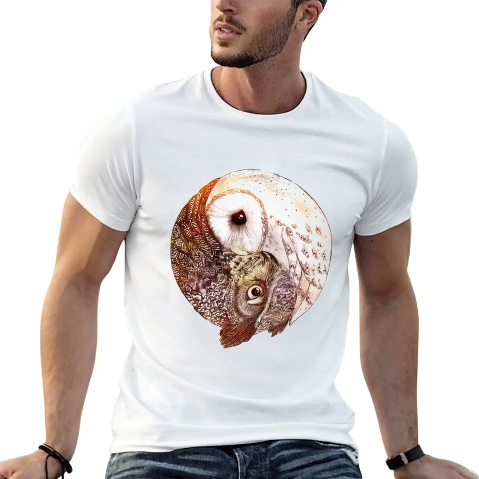 

Yin Yang Owl T-Shirt t shirts for man cotton soft cotton t shirt pack T-Shirt