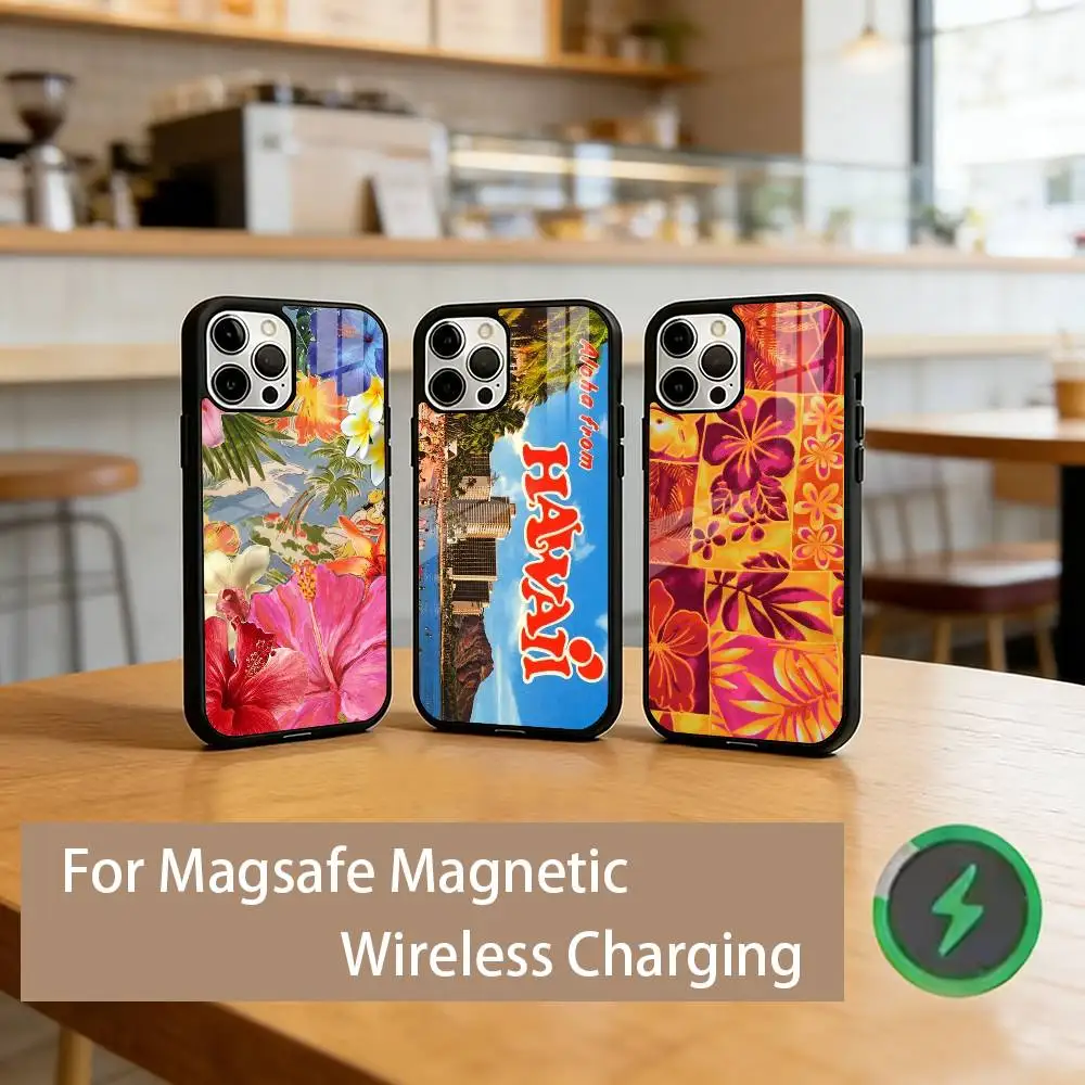 Vintage Hawaii Summer Beach Phone Case For iPhone17,16,15,14,13,12,11 Plus,Pro Magnetic For Magsafe Wireless Charging