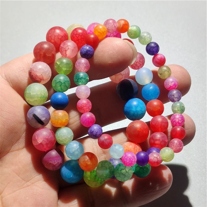 

Natural Candy Color Popcorn Agate Bracelet 6/10mm Colorful Chalcedony Beaded Crystal Beads Bracelet For Men And Women Gift