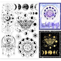 Magic Luna Sun Transparent Clear Stamps Witch Magic Butterfly Embossing Stamp Sheets Silicone Clear Stamps Seal for DIY