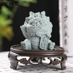 1pc resin Car decoration lion Simulated stone carving Chinese style Sculpture Crafts living room Bookcase office home decoration