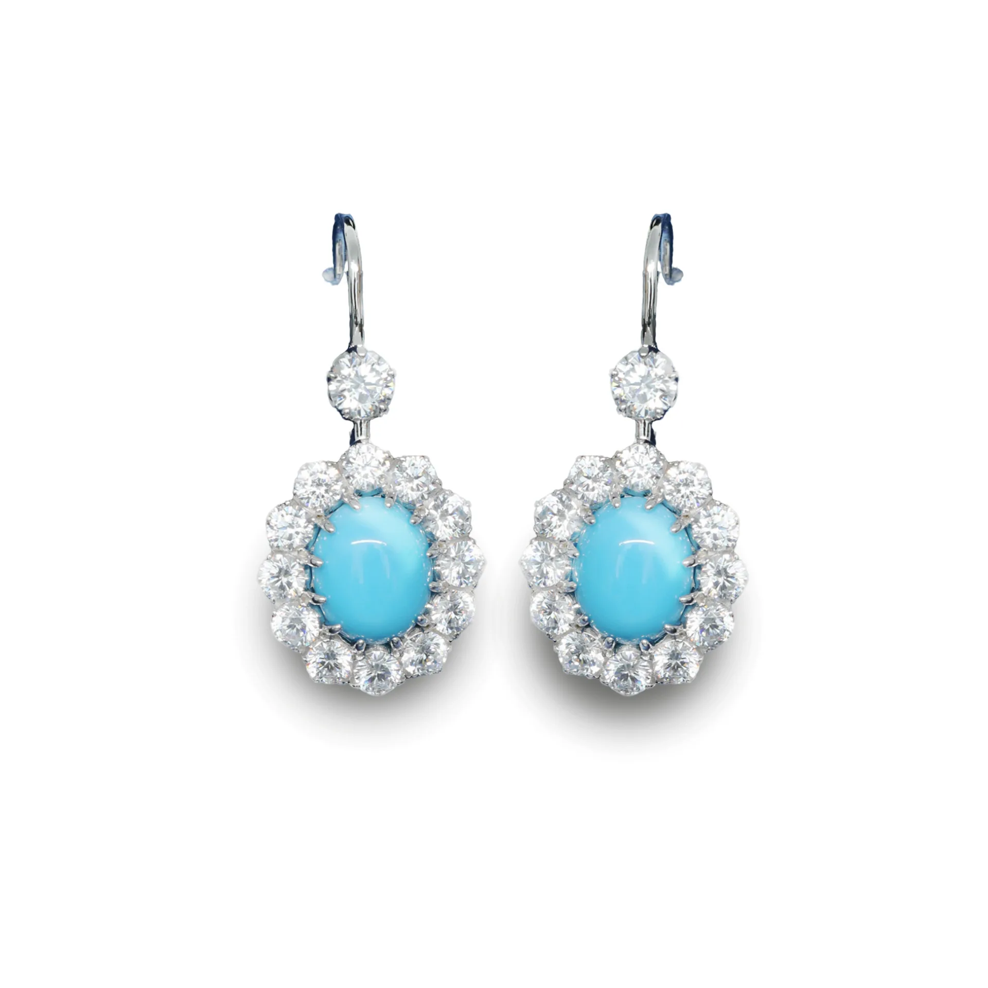 

New S925 Silver High Carbon Diamond Blue Pine Egg Noodles Jewelry Exquisite and Versatile Girl Earrings Wedding Jewelry