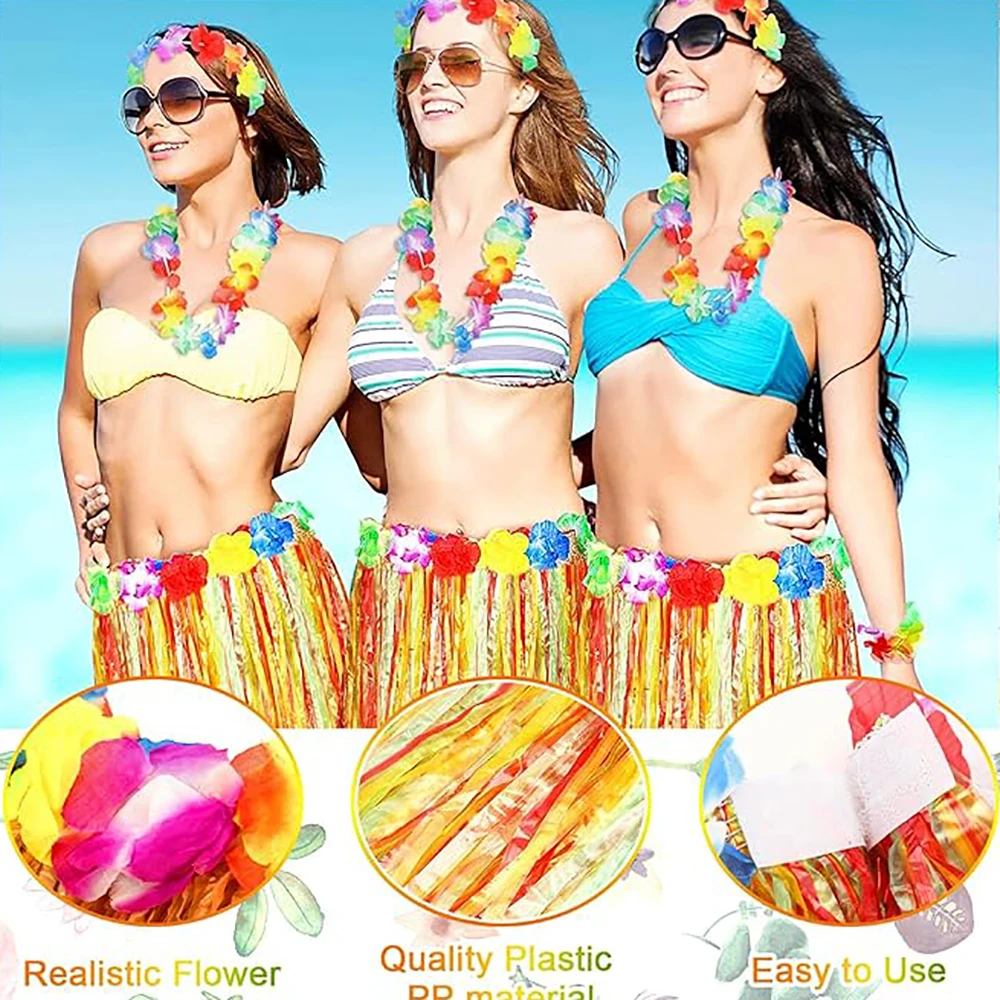 1pcs Hawaiian Straw Skirt 40CM Double Thicken Layer Children and Adults Hawaiian Straw Skirt Costume Performance Party Costume