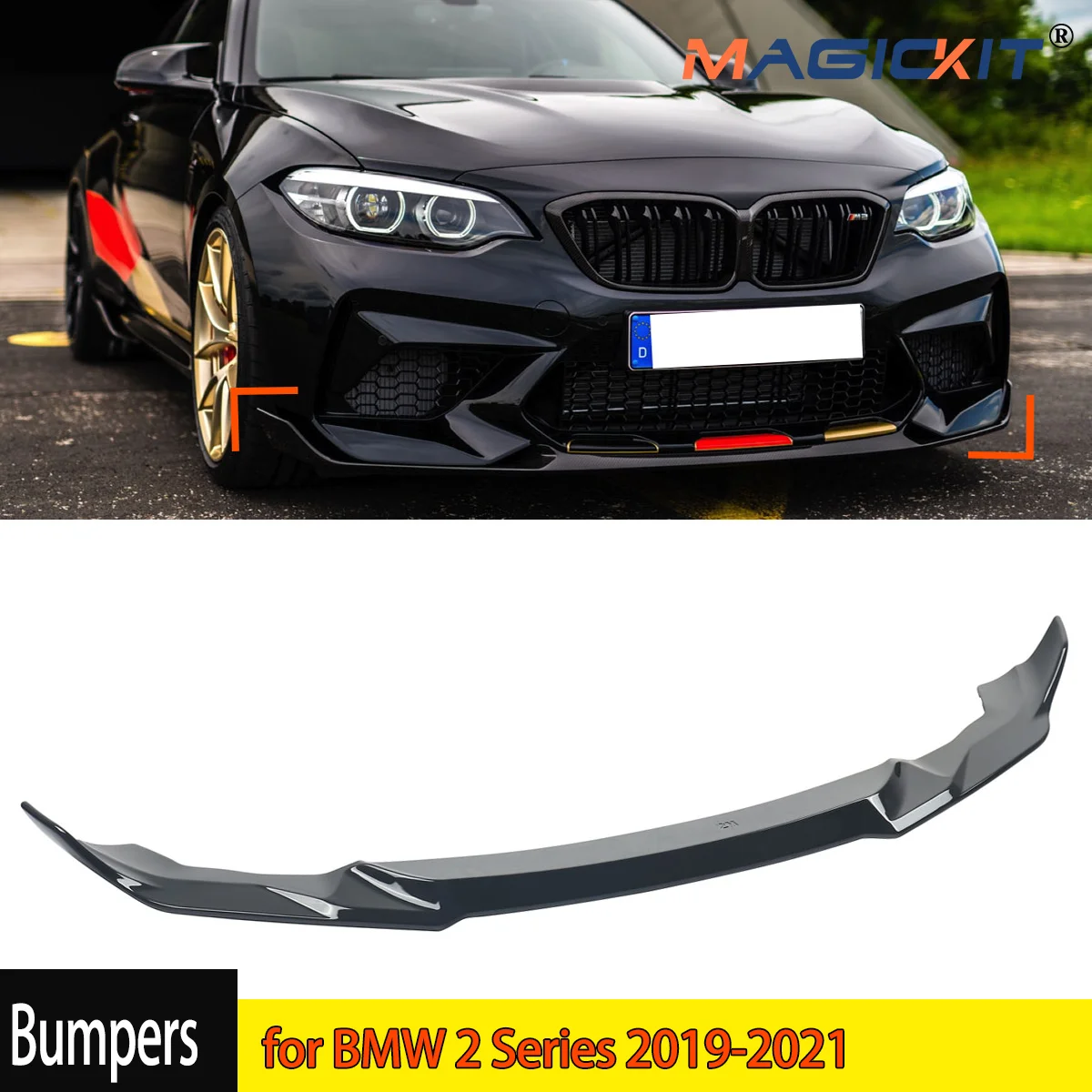 For BMW 2 Series F87 Front Bumper Spoiler Lip Body Kit M2 Splitter 2019-2021 M Sport Car Retrofit Diffuser