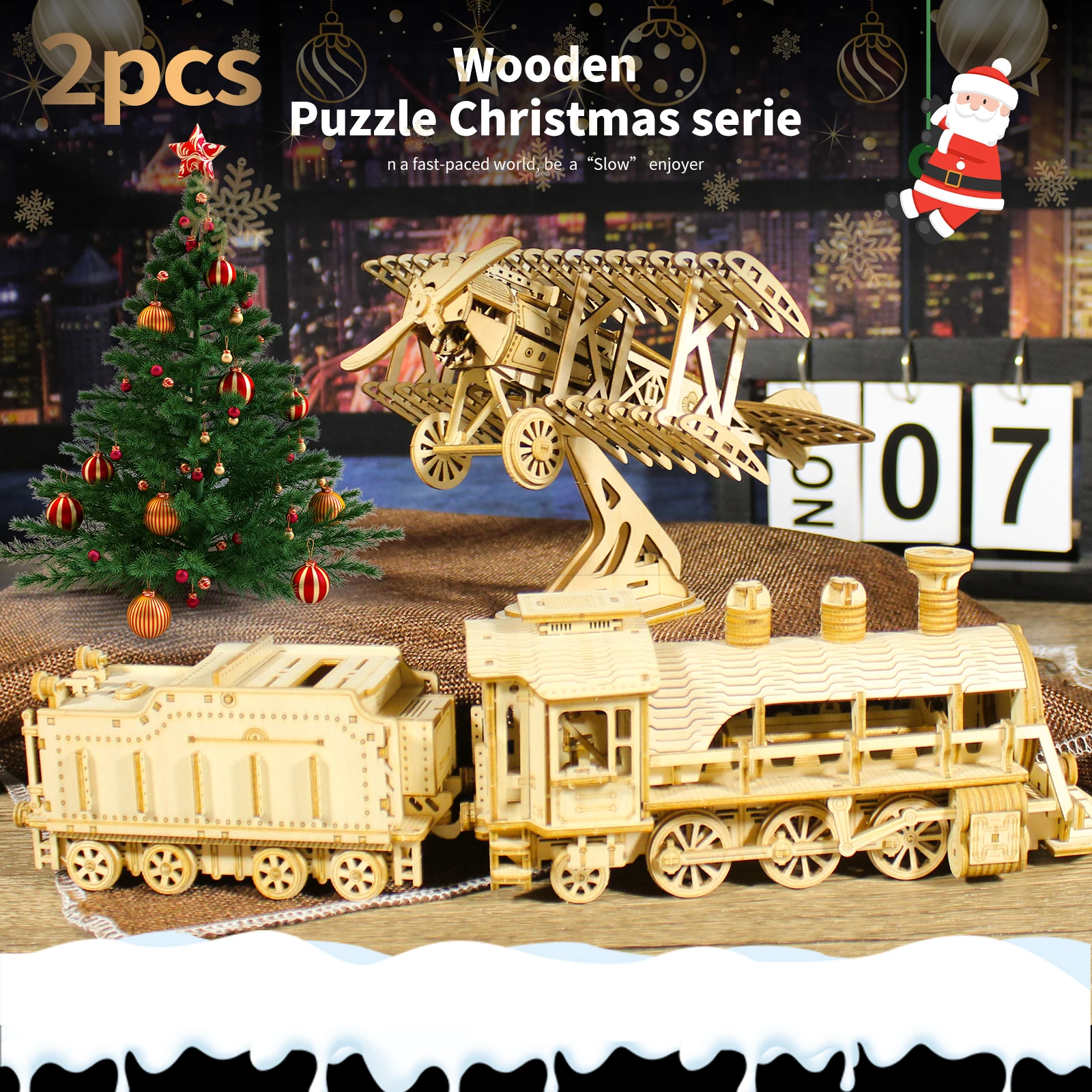

2 шт. 3D деревянные головоломки, наборы моделей механического поезда и биплоска, головоломки, строительные наборы для транспортных средств, уникальный подарок на рождение