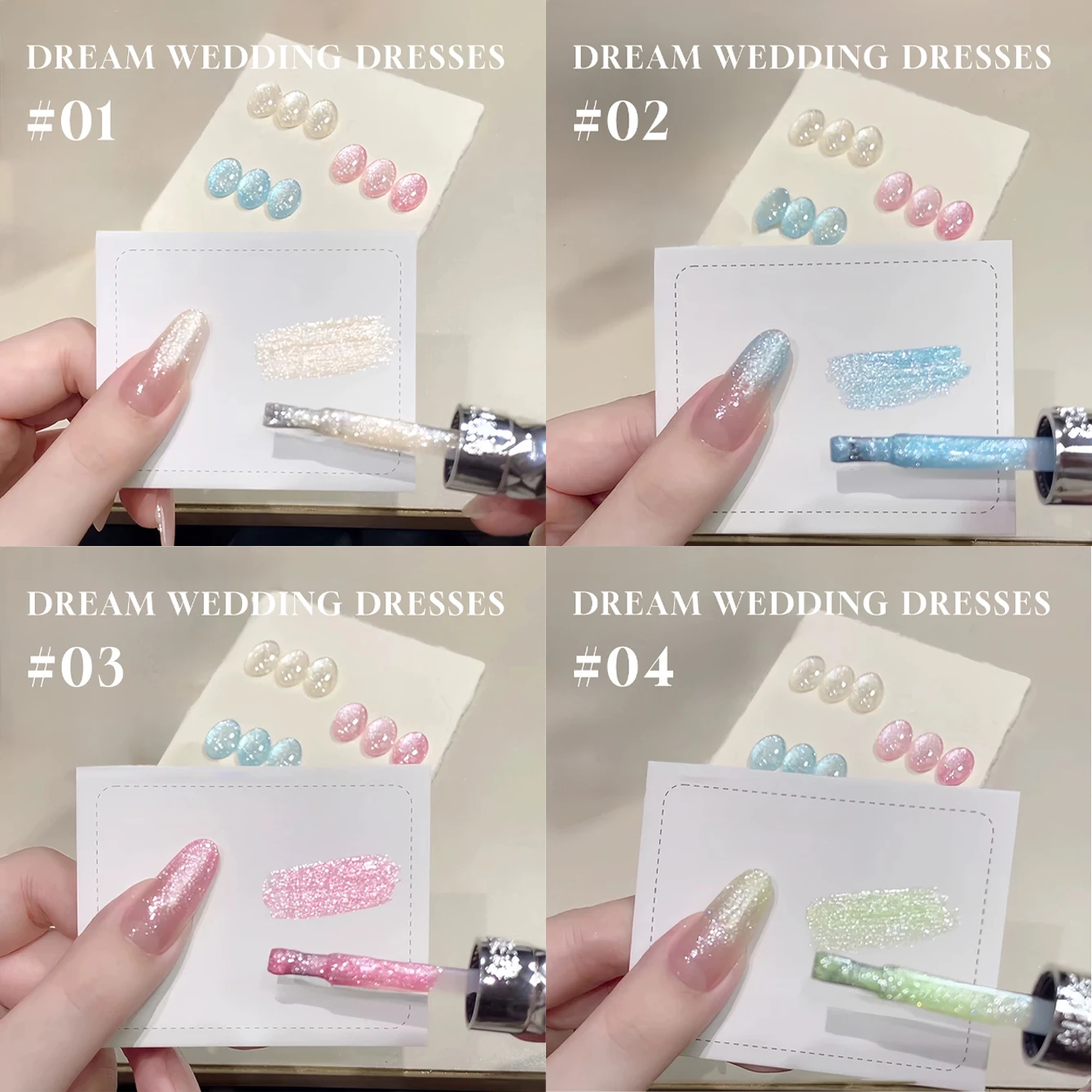 MIANEL1-9pcs 12ML Summer Dream Wedding Dress Fine Glitter Gel Nail Polish Popular Whitening Glitter Crushed Diamond Nails