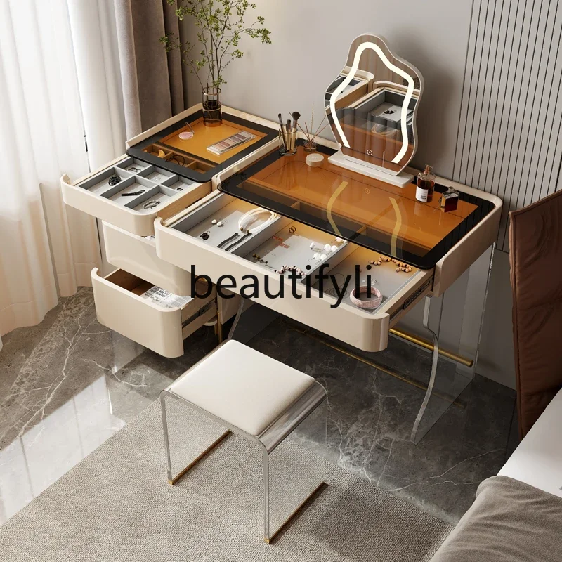 

Light luxury dresser, modern integrated dressing table with cabinet, paint with jewelry box, dressing table