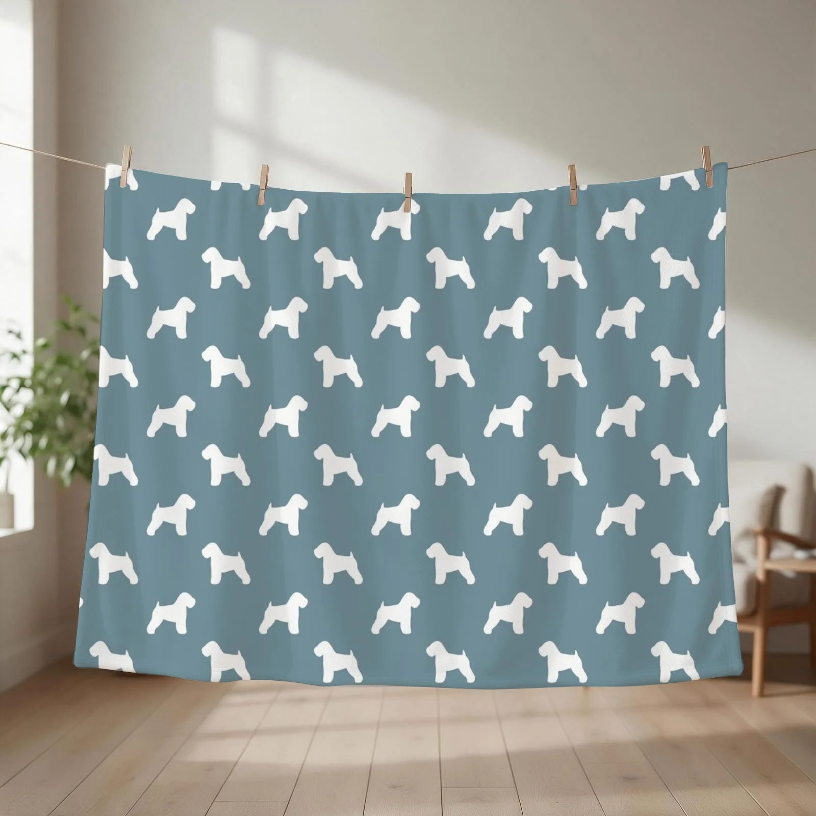 Soft Coated Wheaten Terrier Silhouette(s) Throw Blanket couch cozy soft plush fuzzy picnic outdoor blanket