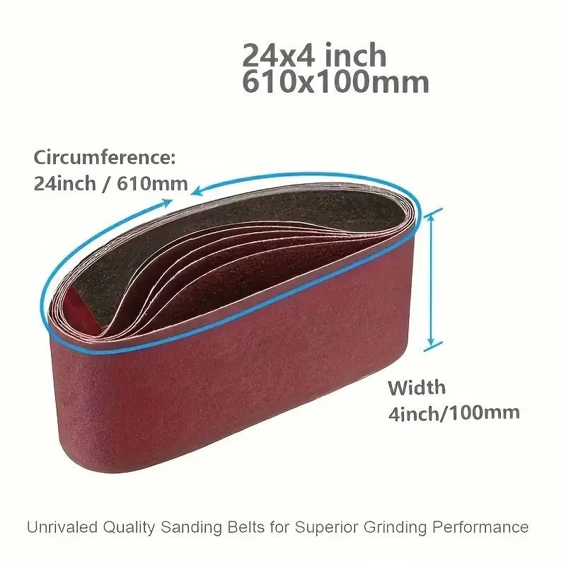 10 шлифовальных полосок: 610x100 мм, 4x24 дюйма, размер зерна 80/120/150/240/400, подходит для дерева, металла и полировки.