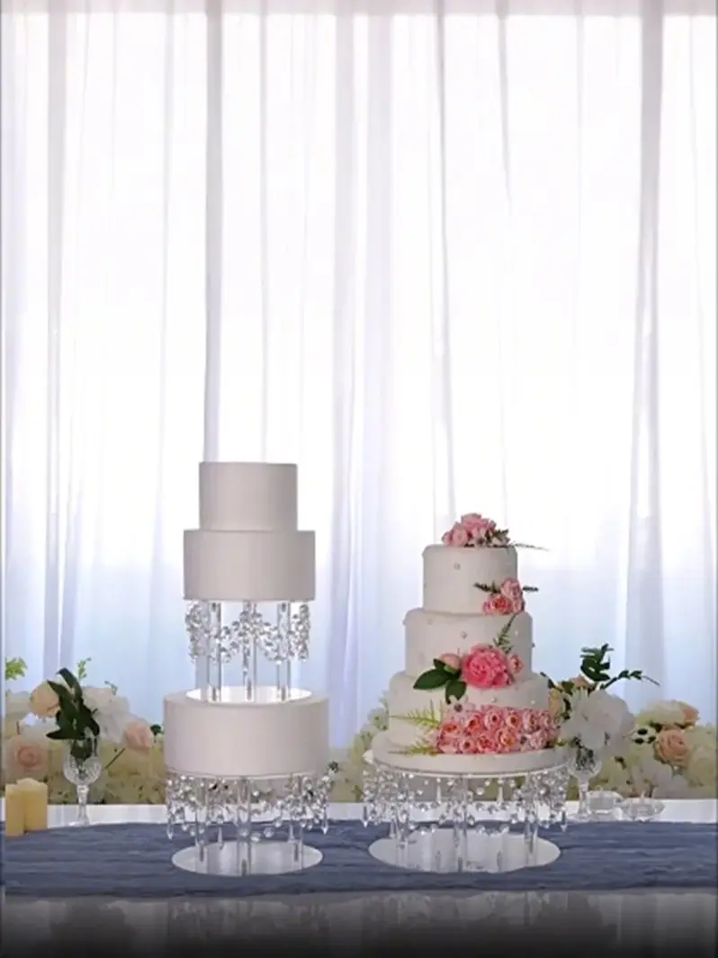 Acryl-Kuchenständer-Set, Transparente Moderne Dessert-Präsentation für Hochzeit Geburtstagsfeier Dekoration, 3 Stück/Set – Detail 1