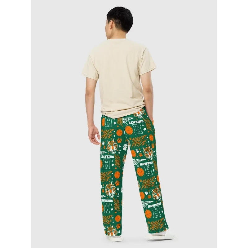 Family Matching American Stranger Hawkins Tigers Pajama Pants Retro Basketball Team Print Trousers Elastic Waist Soft SleepPants