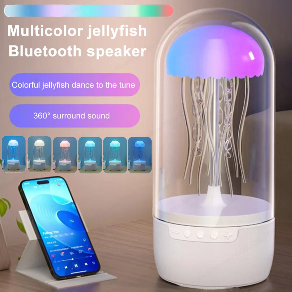 

Creative Colorful Jellyfish Lamp with Bluetooth-Compatible Speaker 1800mAh Sports Jellyfish Speaker with Lights Atmosphere Light