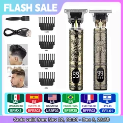 T9 LCD Electric Hair Clipper Oil Shaving Head Electric Pusher Carving Electric Shaver Rechargeble Hair Trimmer for Men Care