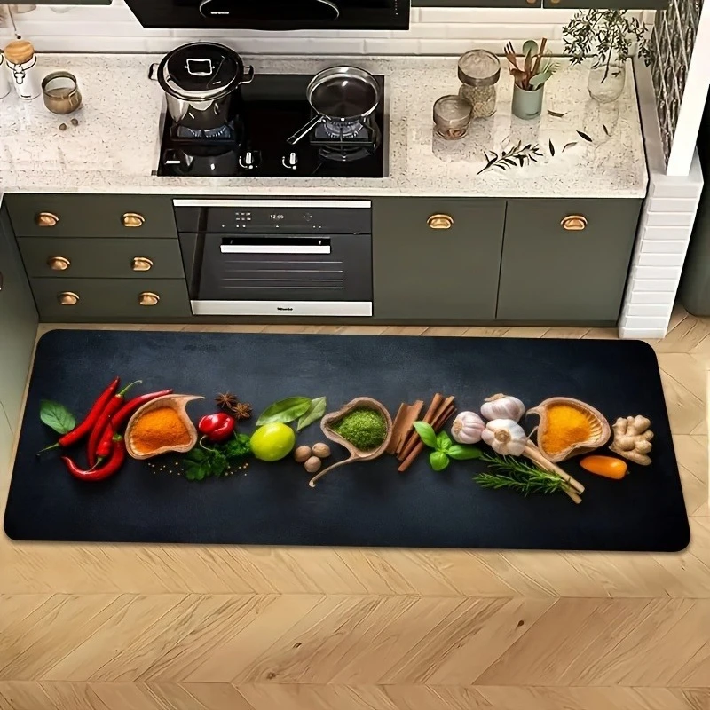 Water‑splash Strawberry Print Runner Rug,Soft Wear‑resistant Household Floor Mat,Fresh Fruit‑themed Decor Carpet for Kitchen