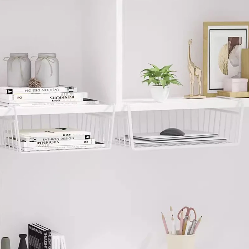 Kitchen Shelves Dormitory Desk Hanging Shelf Under Cabinet Storage Shelf Basket Closet Organizer Storage Rack