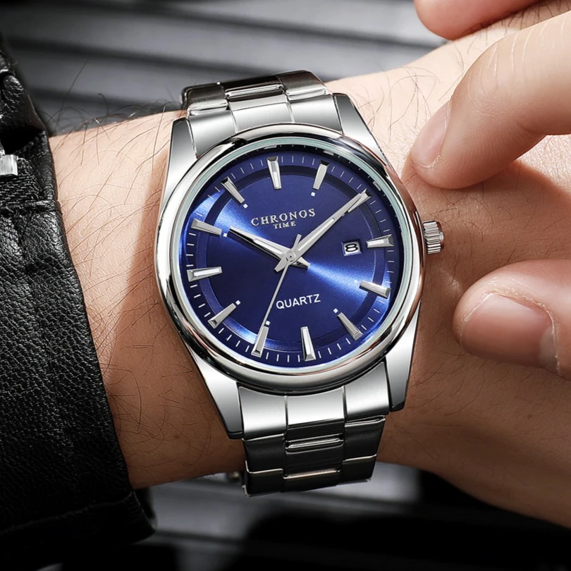 

CHRONOS Fashion Quartz Watch for Men Waterproof Date Luminous Wristwatch Stainless Steel Men's Watches Male Clock Sports Reloj