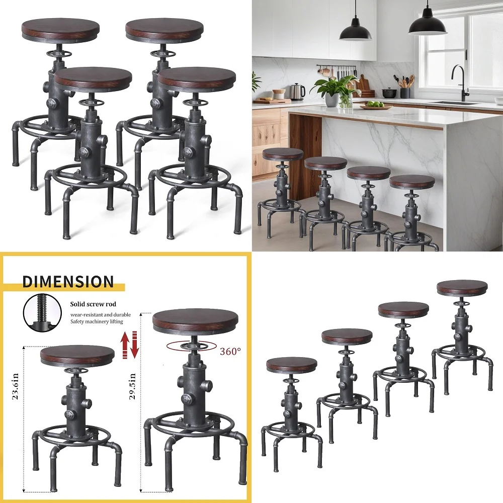 Juego de Mesa Rectangular Metálica Naranja OLIVER para Interiores y Exteriores con 4 Sillas Apilables