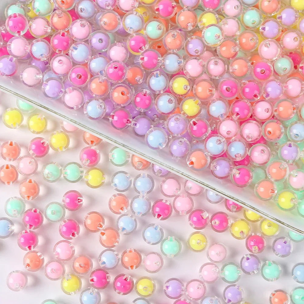 8 10 12 14mm Round Acrylic Transparent Color Loose Beads Spacer Beads For DIY Jewelry Making Handmade Accessories