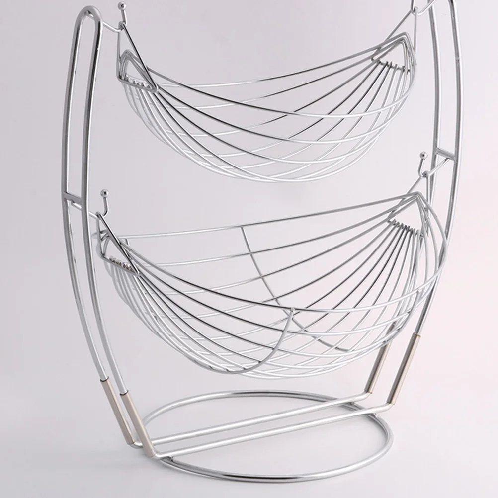 

1Pcs Iron Art Fruit Basket Double-Layer Creative Design Practical Storage Container Large Volume Fruit Organizer Stylish Metal