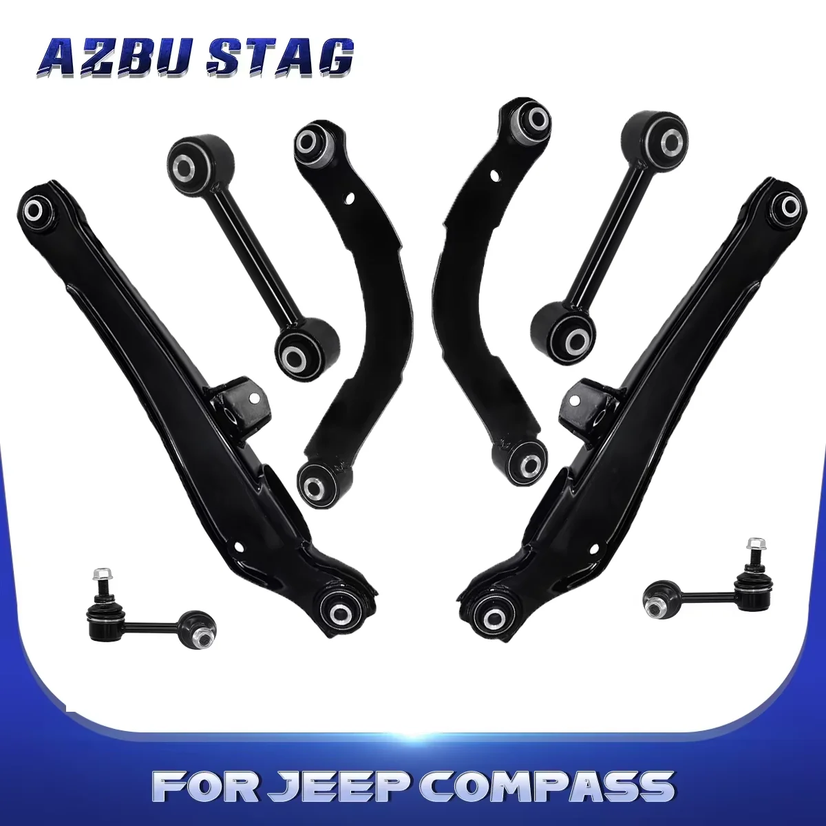 AzbuStag 8Pcs Rear Lower Upper Forward Control Arm Suspension Kits for Jeep Compass Patriot Dodge Caliber 2007 2008 2009-2012