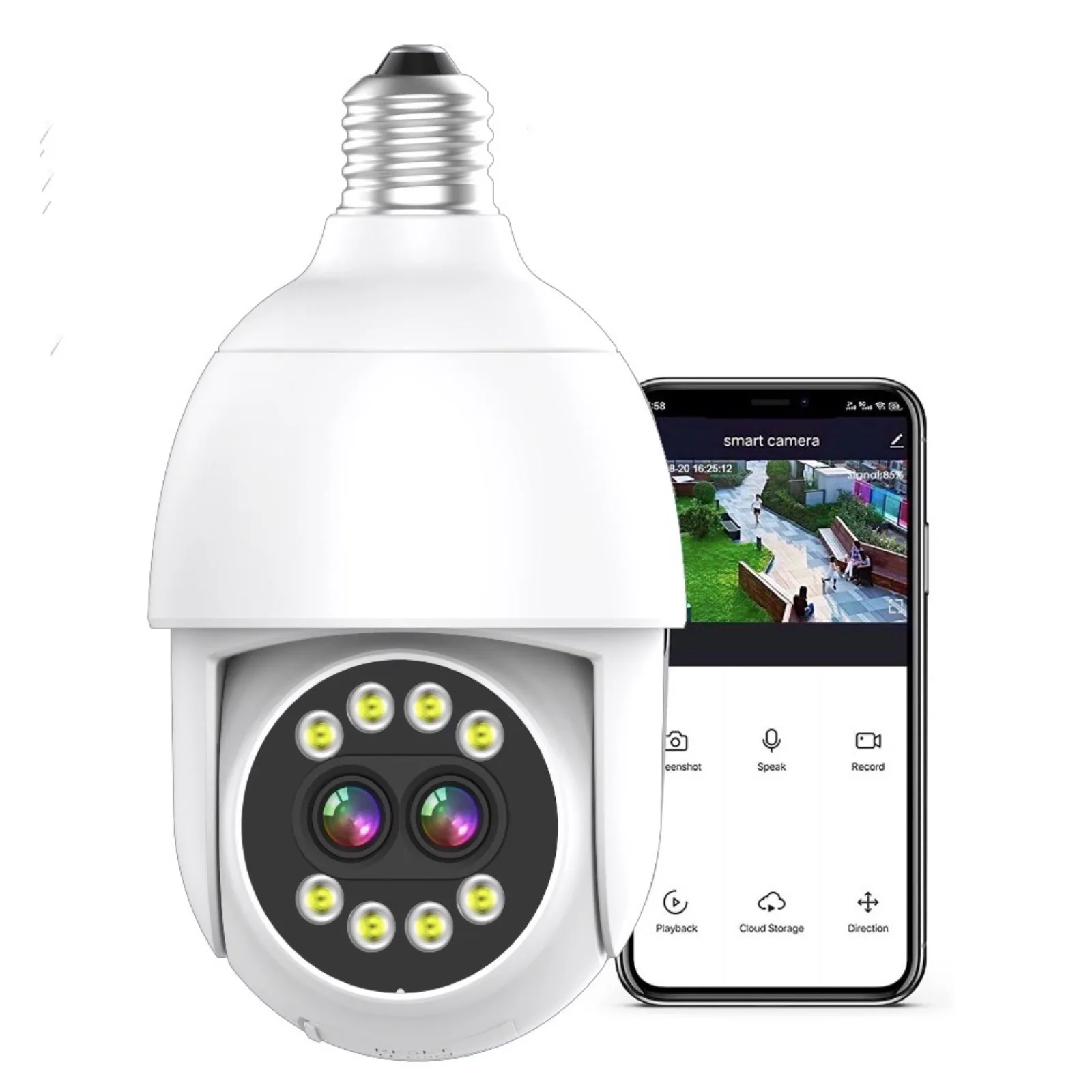 

Light Bulb Security Camera Double lens 1080P+1080P Resolution, 2.4GHz Wireless WiFi Light Socket Security Cameras, 360° Pan/Tilt