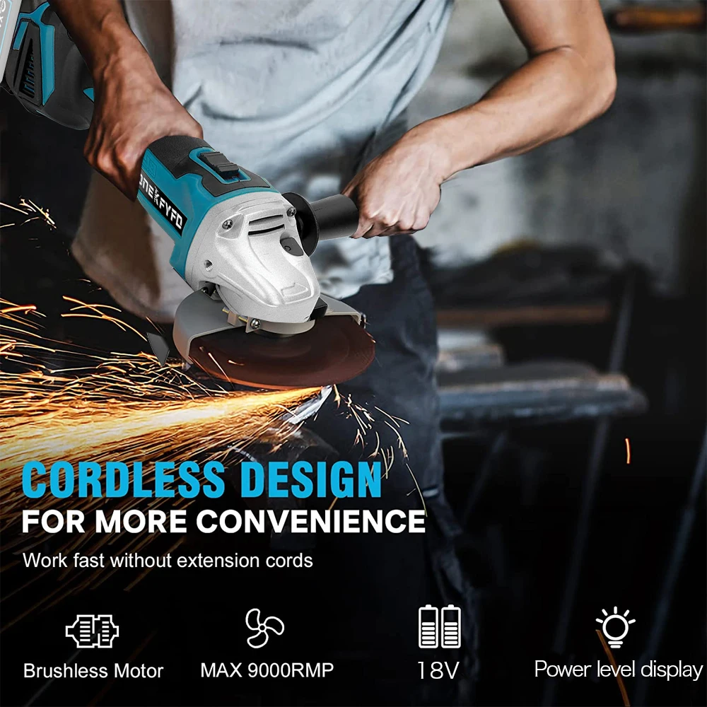 Brushless Cordless Elétrica Impacto Angle Grinder, DIY corte, máquina de polimento, ferramentas para Makita, 18V, sem bateria, 125 milímetros