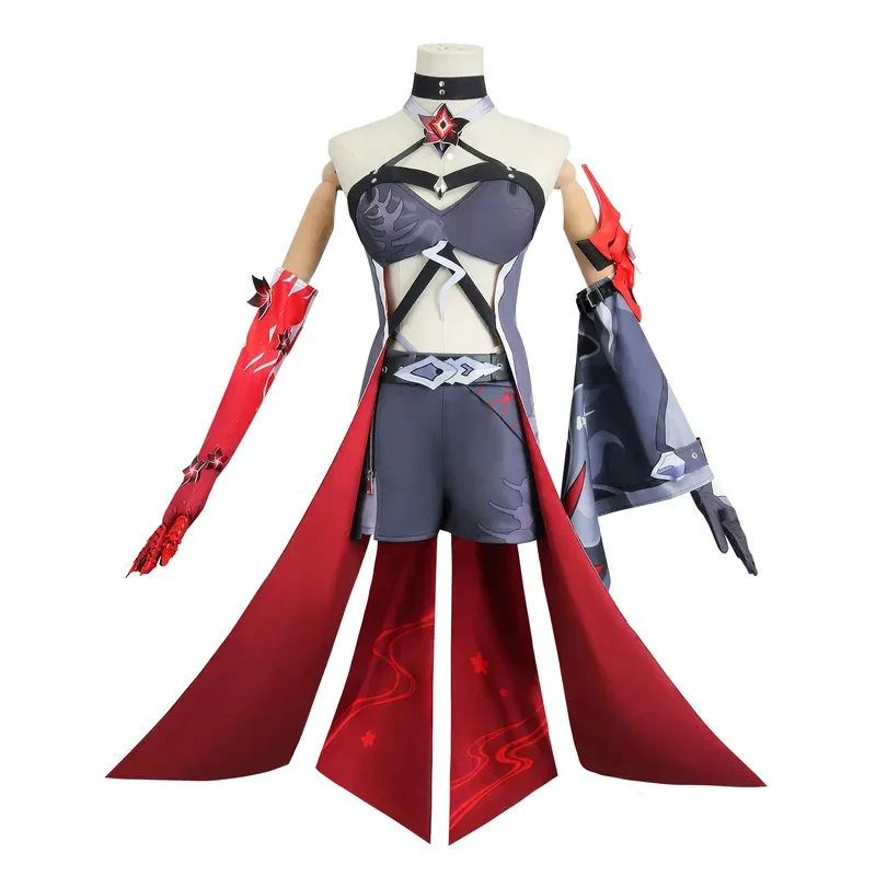 Acheron تأثيري الفرنسية خادمة زي هونكاي ستار السكك الحديدية كرنفال موحدة شعر مستعار أنيمي هالوين ازياء الرجال لعبة