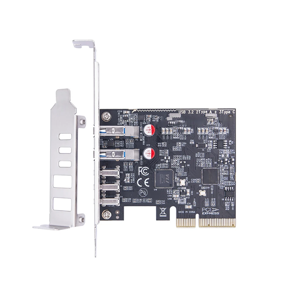 

USB PCIE Card 2Port USB3.2 GEN2 USB-A + 3Port Type C 10Gbps Expansion Card PCI Express X4 USB HUB Adapter Multiplier for Desktop