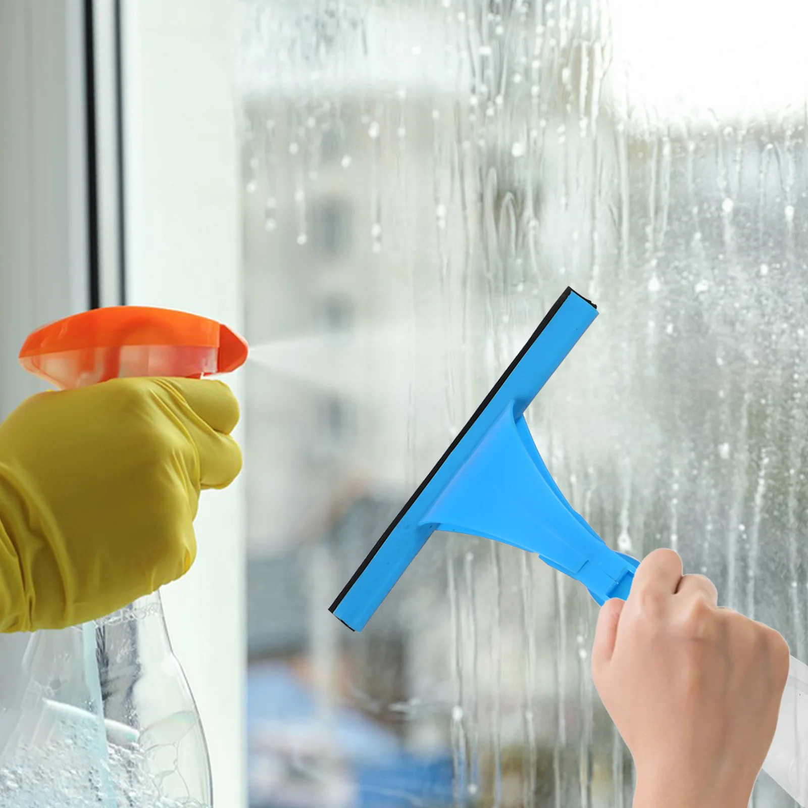 

Window Squeegee Blue Handheld Detachable Sprayer Cleaner for Mirror Tile Window Cleaning Tool Streak Free Squeegee Cleaner
