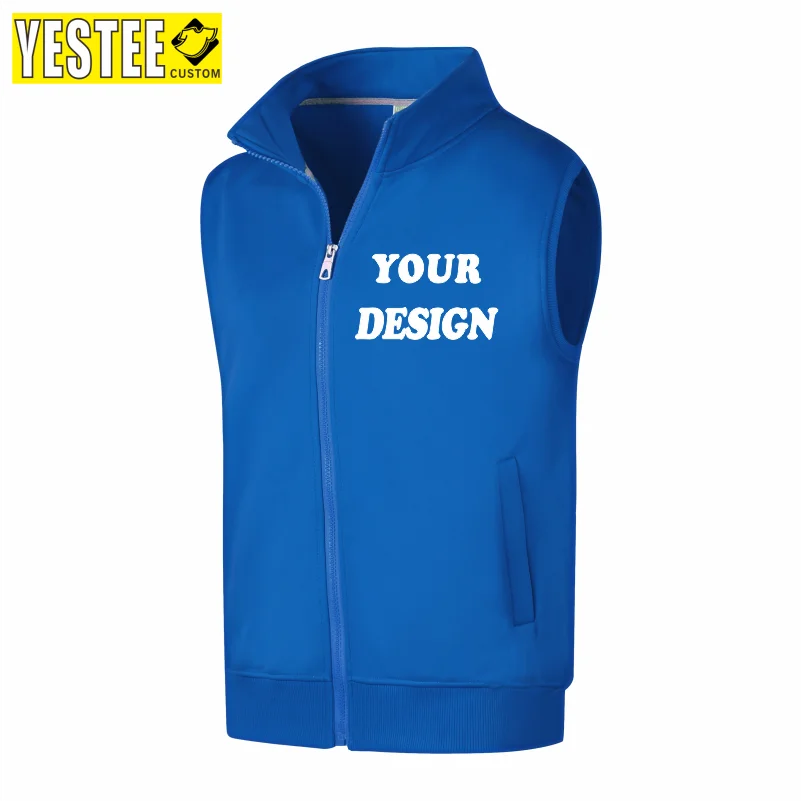 Winter Vest Jacket Warm Solid Colour Sleeveless Vest Polar Fleece Versatile Couple\'s Style Custom Printed Embroidery LOGO 2022