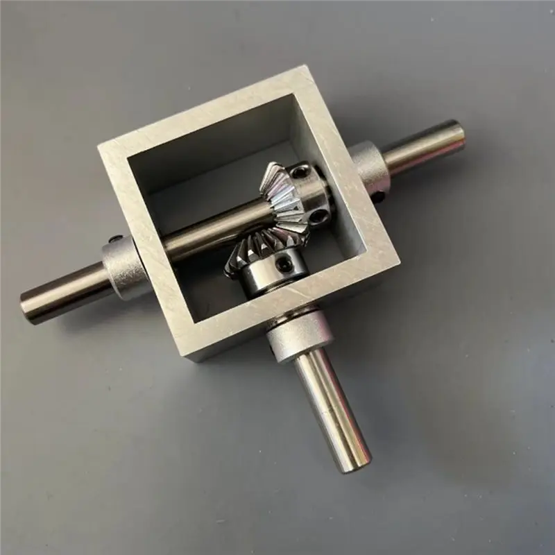AB42-Mechanical Module 1:1 Speed Ratio 90 Degree Angle Transmission Reversing Dual Output Shaft Bevel Gear Angle Converter