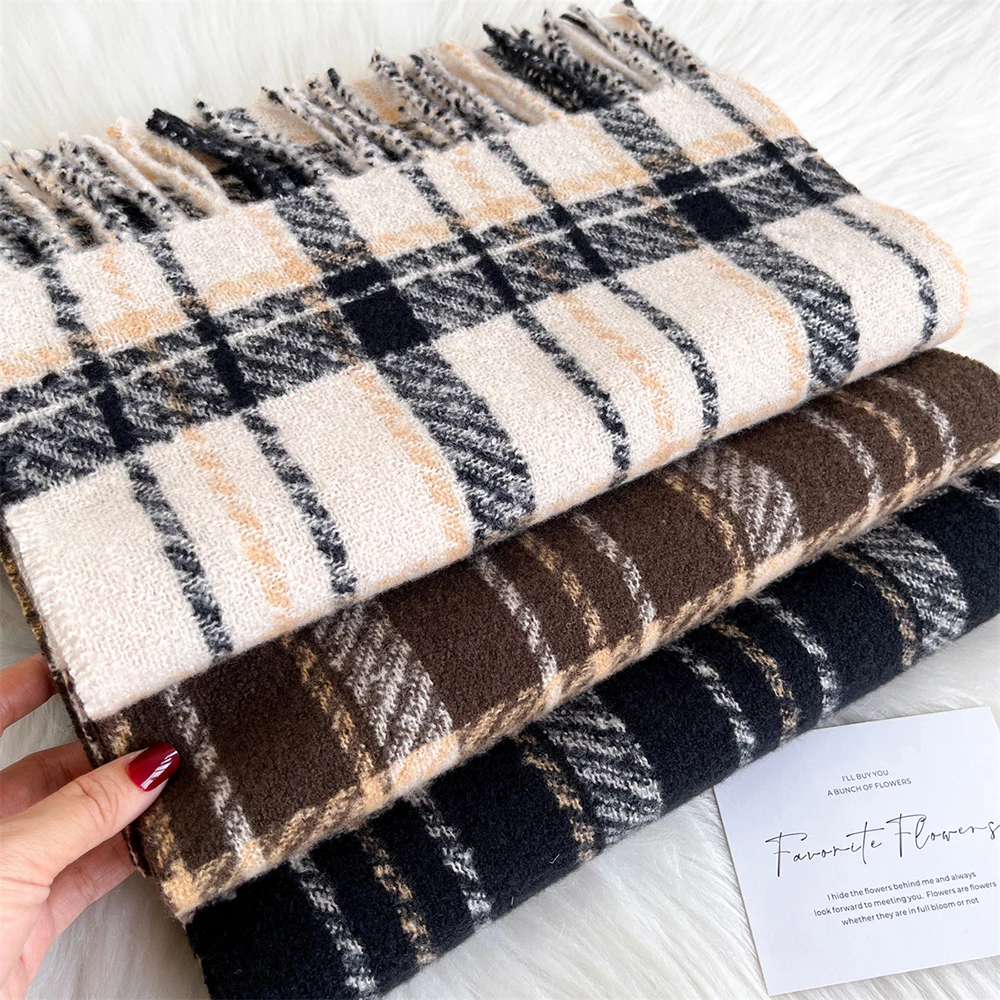 

180*30cm Winter Scarf Women Classic Lattice Pashmina Feeling Scarf Soft Female Cashmere Scarves Shawls Wraps Handkerchief 2025